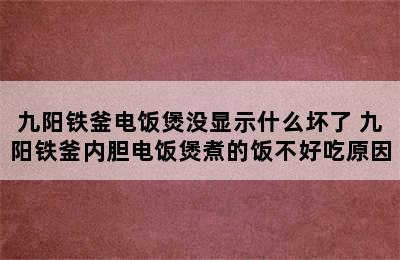 九阳铁釜电饭煲没显示什么坏了 九阳铁釜内胆电饭煲煮的饭不好吃原因